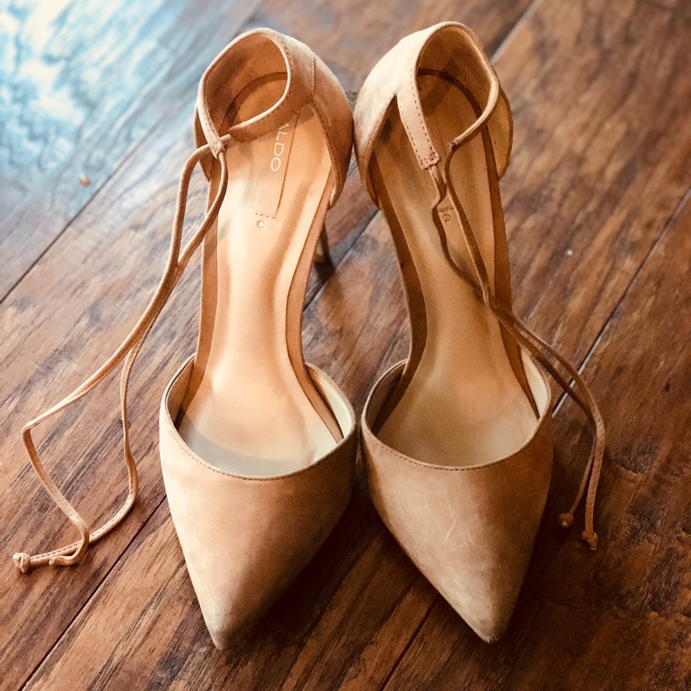 ALDO Suede Ankle Tie Pumps - tan